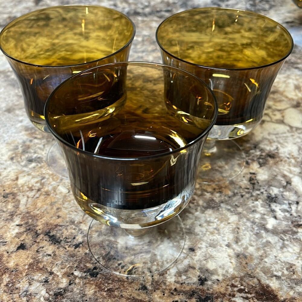 3 Denby dessert or sherbet glasses amber colored
er